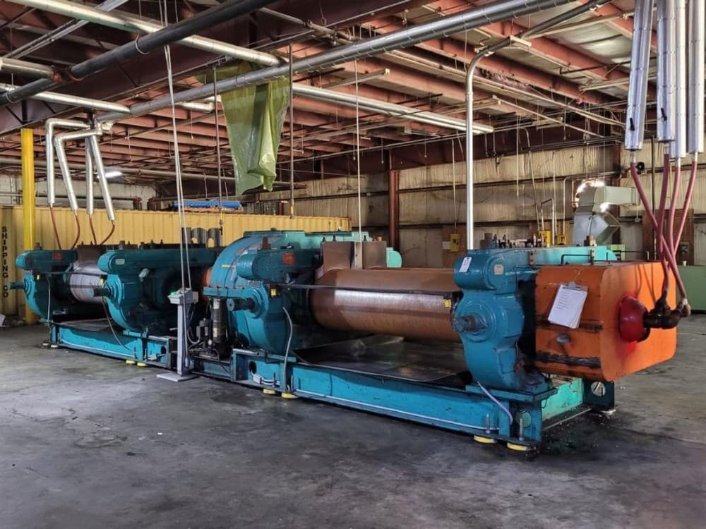 26" x 26" x 84" Stewart Bolling 2-Roll Twin Rubber Mixing Mill, 2-Drilled Front Rolls